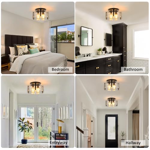 Black Semi Flush Mount Ceiling Light Fixture