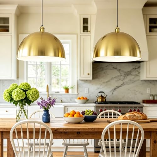 Large Brushed Gold Pendant Light