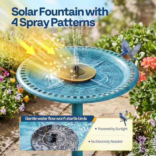 Bird Bath with Solar Fountain for Outside