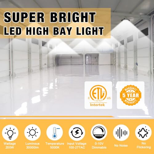 200W UFO LED High Bay Light 5000K 30000LM LED High Bay Lights