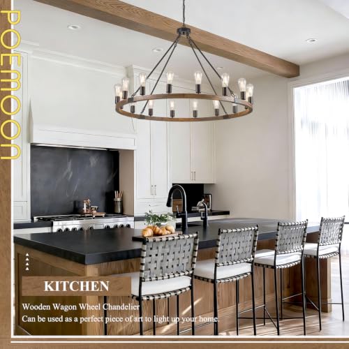 Oak Wooden Wagon Wheel Chandelier 16
