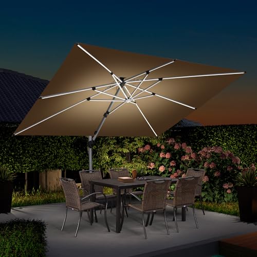 Cantilever Umbrella 9' X 12' Double Top Solar LED Light