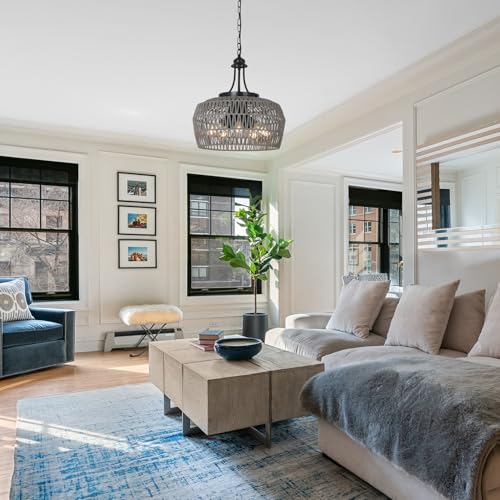 Grey Rattan Chandeliers for Dining Room