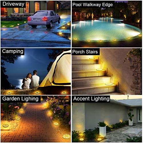 Solar Powered 8 Pack Outdoor LED Disk Lights (8 Count)