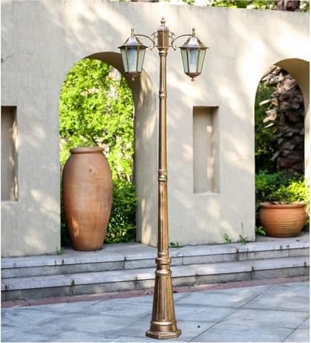 2 Light Outdoor Post Lights Glass Path Pillar Lamp Retro Courtyard Lamp Post Light for Backyard Garden Patio Driveway