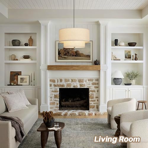 18" Modern Double Drum Fabric Pendant Light
