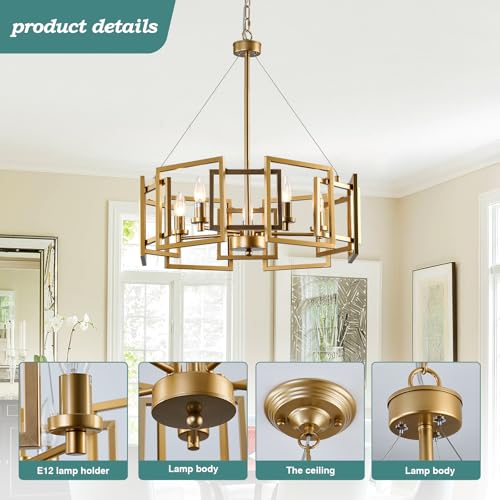 Modern Chandelier Gold Geometric Pendant Lighting Fixture 5