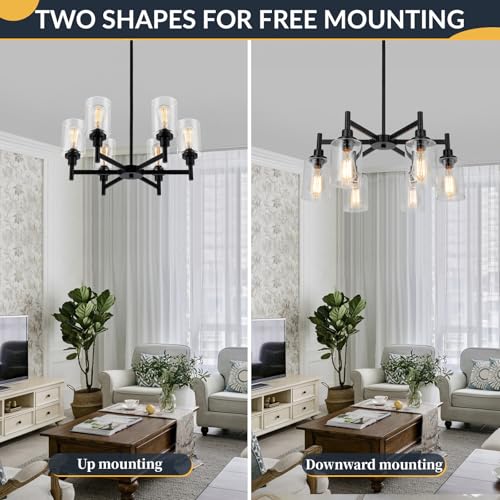 Black Farmhouse Chandeliers for Dining Room Light Fixtures Over Table (6 Count)