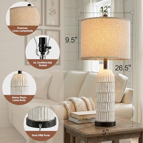 26.5" Bedside Table Lamps Set of 2