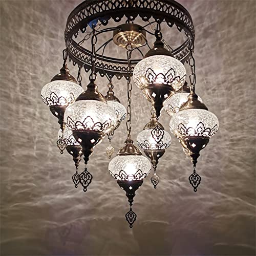 Turkish Moroccan Mosaic Boho Hardwired Chandelier Light Ceiling Hanging Lamp Pendant Fixture Lighting