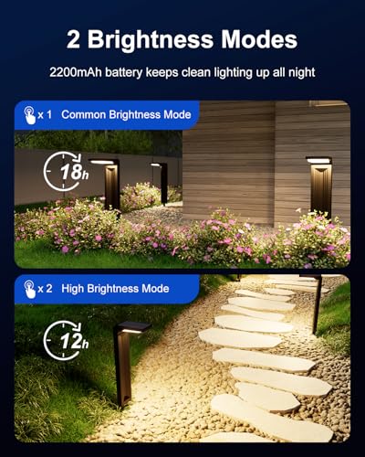 6 Pack Warm White Solar Powered Pathway Lights Outdoor Waterproof (6 Count)