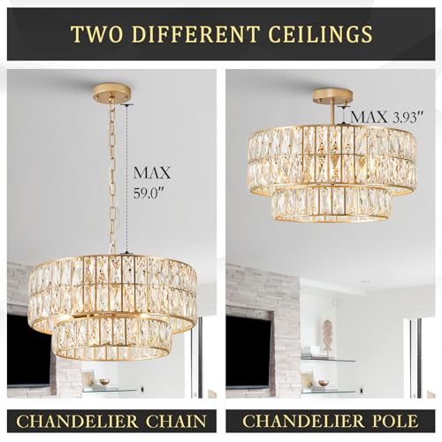 Gold Crystal Chandelier 20" 6