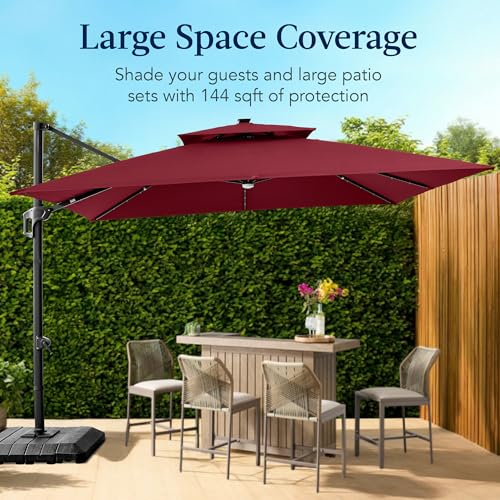 12x12ft LED Cantilever Patio Umbrella w