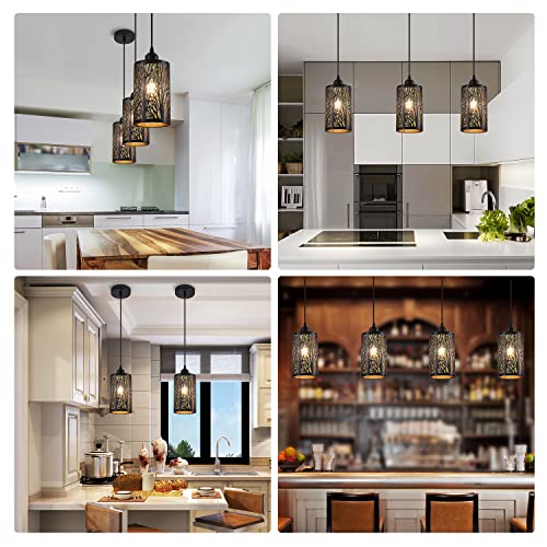 Industrial Farmhouse Black Pendant Light for Kitchen Island