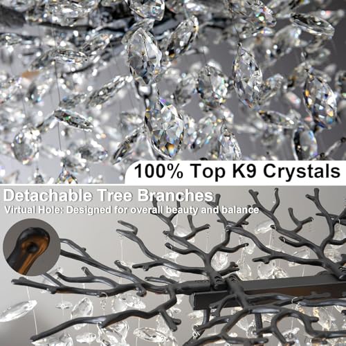 47" Black Crystal Chandelier