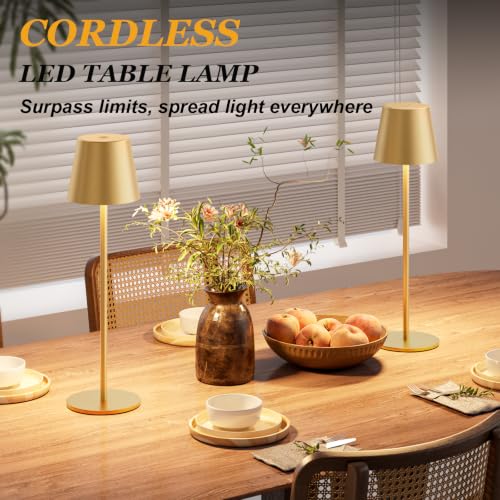 Cordless Table Lamp Rechargeable Gold (4 Count)