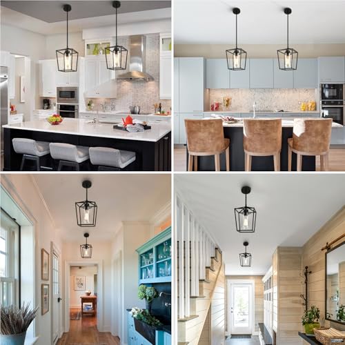 2 Pack 1 Light Black Pendant Lights for Kitchen Island (2 Count)