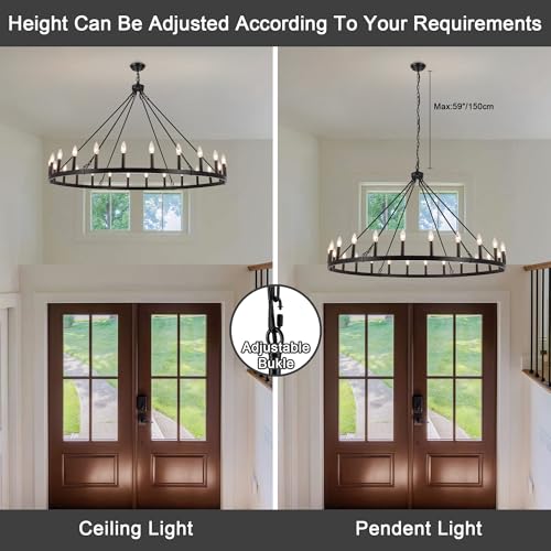 52 inches Black Wagon Wheel Chandelier