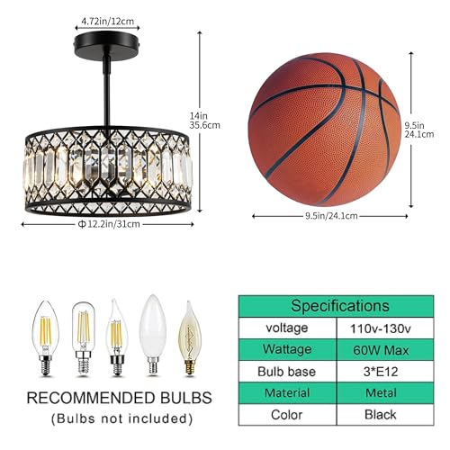 3 Light Crystal Ceiling Light