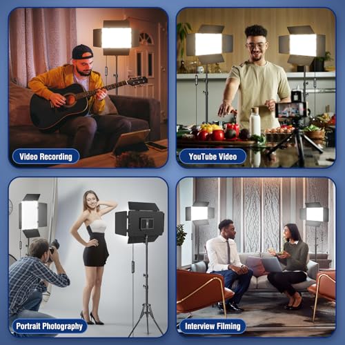2 Pack LED Video Light Kit with Barn Door (2 Count)