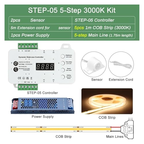 Stair Light Strip kit Motion Sensor Switch with COB Light Strip House Steps Stair Lighting Automatic Control