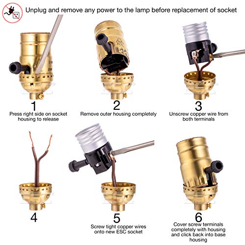 2 pack) 3 way socket replacement for lamp, Medium Base Interior Only, Incandescent Lamp holder, Removable Turn Knob, 2-Circuit. (2 Count)