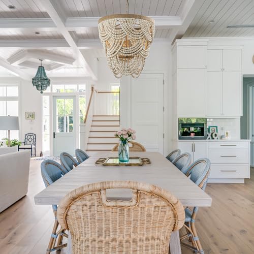 Boho Wood Beaded Chandelier