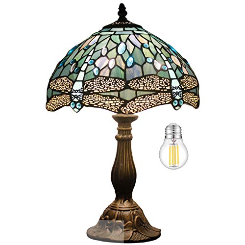 Tiffany Lamp Sea Blue Stained Glass Table Lamp 18 Inch Dragonfly