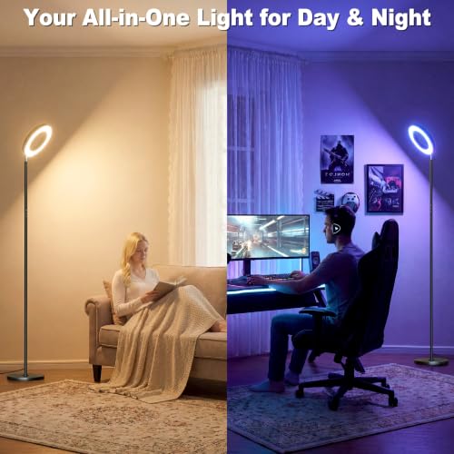 2 in 1 RGB LED Floor Lamp with Remote (Black-Double Sided)