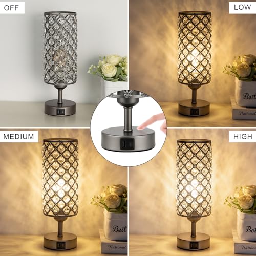 Gray Crystal Bedside Lamp