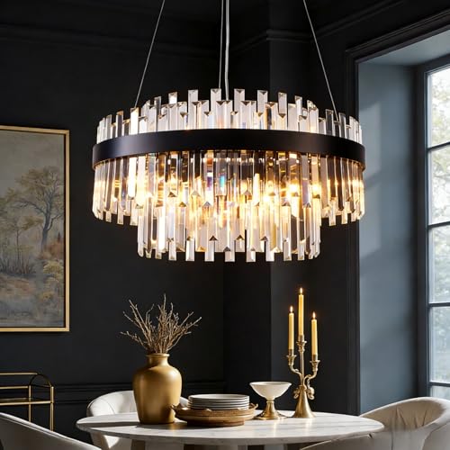 9 Light Black Crystal Chandelier