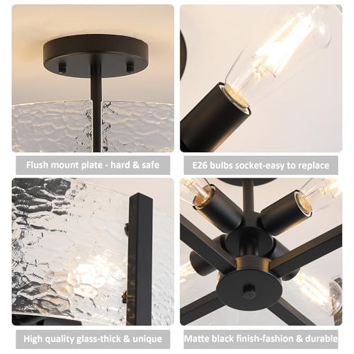 18" Black Large Semi Flush Mount Ceiling Light