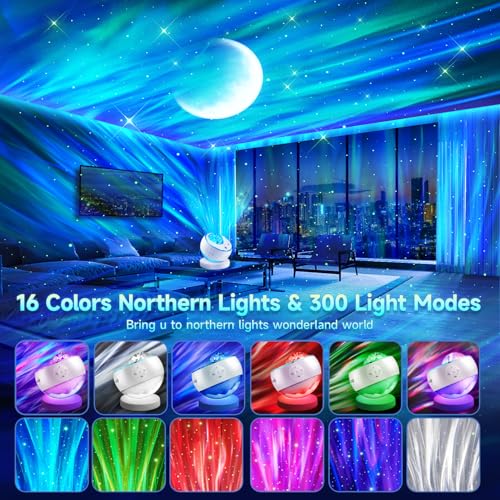 Northern Lights Projector Galaxy Projector with 300+ Light Effects Sound Machine