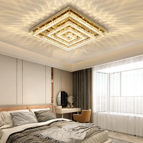 43 inch Gold Crystal Chandeliers LED Ceiling Light