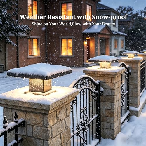 Outdoor Post Lights Modern 3000K LED Column Caps Lights Waterproof Outside Housing Pillar Lights Hard Wired Landscape Pathway Lamp Fence Deck Caps Lanterns For Gate Mailbox Pier Pedestal Lighting