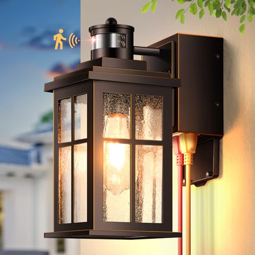 Motion Sensor Outdoor Sconce Lights with GFCI Outlet