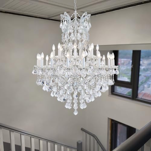 Large Silver Modern Crystal Chandelier Light Fixtures