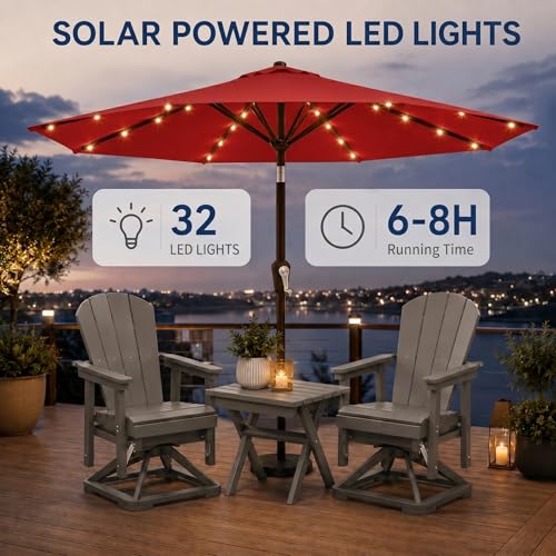 10FT Solar Patio Umbrella with Lights