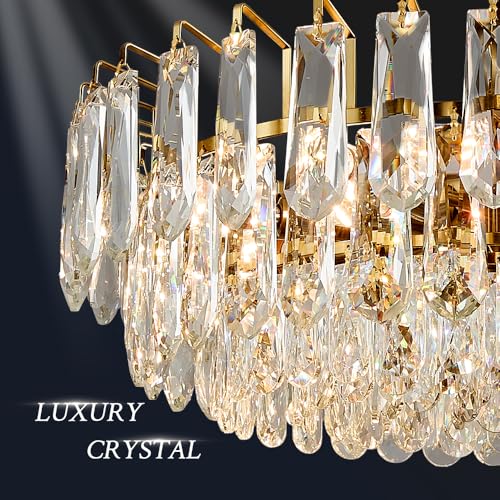 23.6" Modern Crystal Chandelier Gold 3