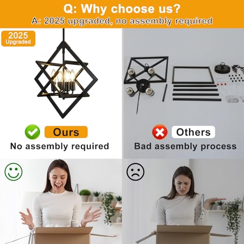 2 Pack Modern Black Chandelier for Dining Room (2 Count)