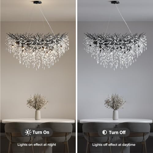 47" Black Crystal Chandelier