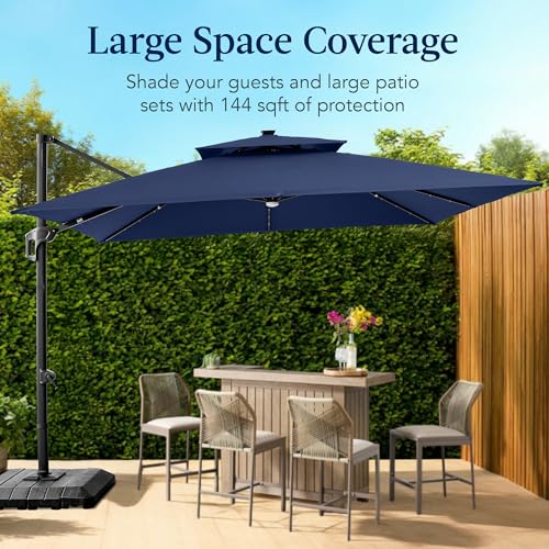 12x12ft LED Cantilever Patio Umbrella w