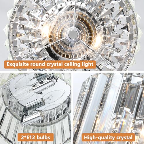 2 Light Chrome Crystal Ceiling Light