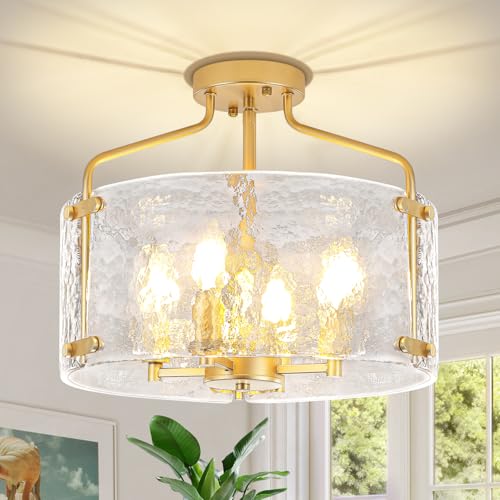 Gold Semi Flush Mount Ceiling Lights Modern Entryway Hallway Light Fixture
