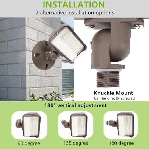 Dusk to Dawn Outdoor 25W LED Flood Light with Knuckle & Plate Mount