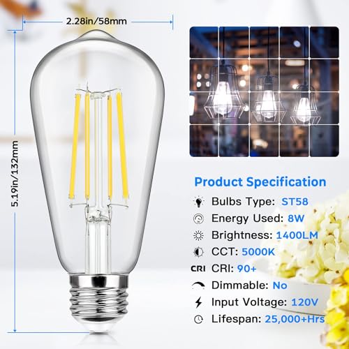 12 Pack Vintage LED Edsion Bulbs 100W Equivalent (12 Count)
