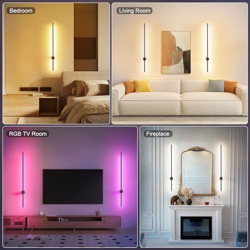 35.4 Inch Battery Operated Wall Sconce Set of 2 (2 Count)