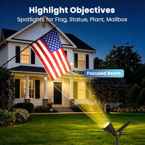 6 Pack Solar Spot Lights Outdoor Waterproof with Focus Beam (6 Count)