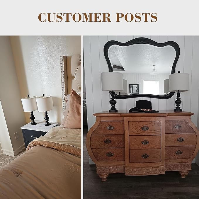20" Table Lamp Set of 2 for Bedroom Living Room Vintage Rustic Traditional Nightstand Bedside Lamps（Suitable for Decorating Small Areas） (2 Count)