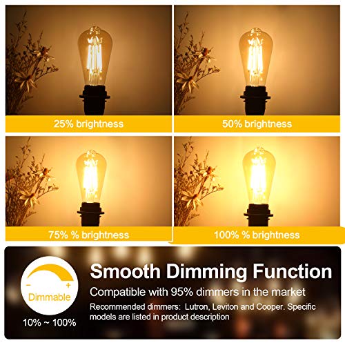 Dimmable LED Edison Light Bulbs 100W Incandescent Equivalent (4 Count)